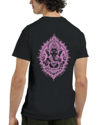 Black t-shirt with a pink Ganesha print